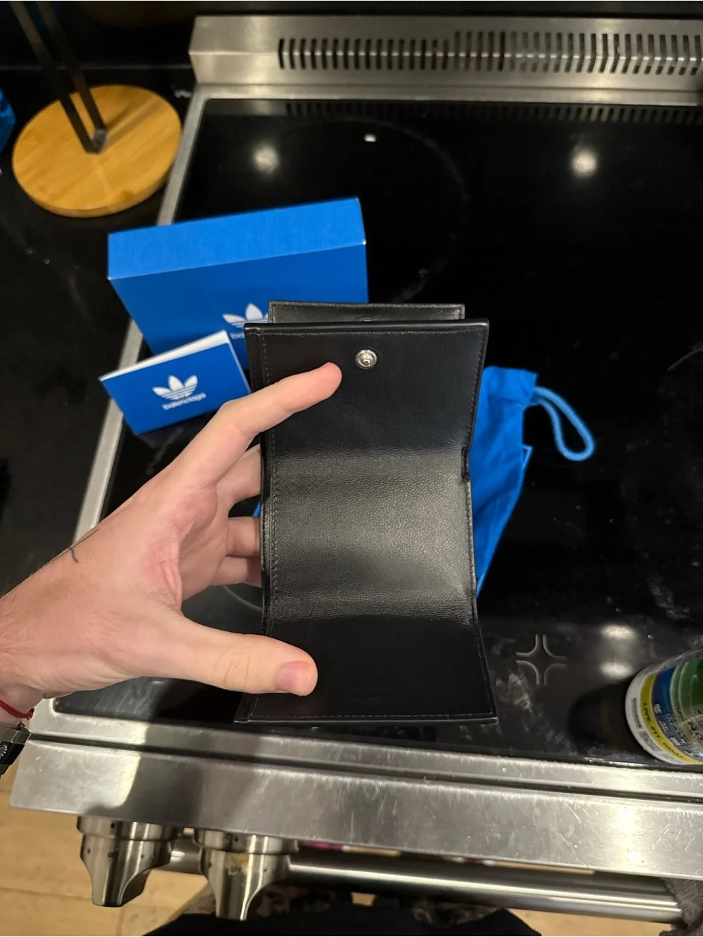 Balenciaga Black and White Glitter Logo Trifold Wallet
